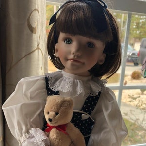 Doll - Jill - Hamilton Collection - 1993 - Vintage Doll - numbered - Blue Dress - Blue Ribbon - Collectible Doll - Replacement -16 Inch doll