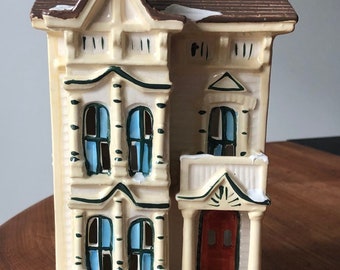 Department 56-The Original Snow Village-Pacific Heights-1986-Retired 1988-No Box-Dept 56-City House-Lighted House--ChristmasHouse