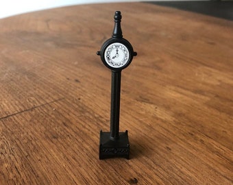 Dept 56-Bench-Clock-Metal Clock-Department 56-Miniature Clock-Dept 56 Accessory-Town Clock-Black Clock-Town Clock