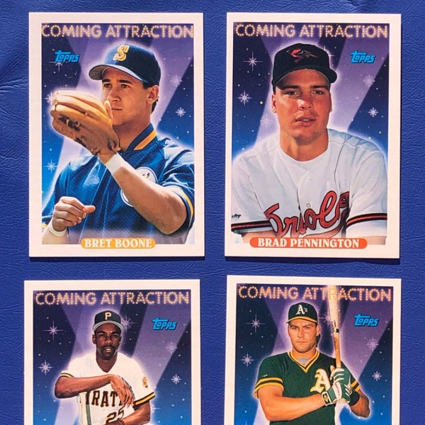 Bret Boone-Brad Pennington-William Pennyfeather-Troy Neel-Baseball Karten-1993-Topps-Coming Attraction-808-797-819-807-Stocking Stuffer