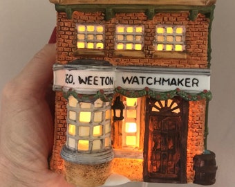 Dept 56-Dickens Village Series-Geo Weeton Watchmaker-Heritage Village Collection-1988-Retired 1993-Department 56-Lighted Cottage