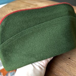 French Foreign Legion Side Cap-1950s-Size 56-Limoges-Hunter Green-Army Green-Red on Top-Antique Military Hat-Military Cap-Militaria-Wool