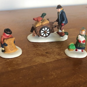 Dept 56-Harvest Seed Cart-Heritage Village Collection-Set of 3-1992-Retired 1995-with original box-Department 56-Corn-Cart-Birds-Corn Cart