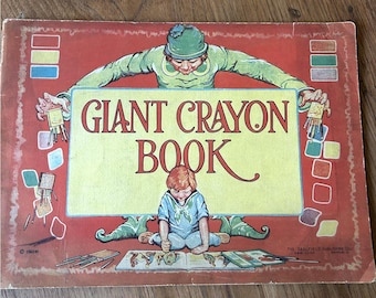 Livre de coloriage vintage-1926-livre de crayons de couleur géant-The Saalfield Publishing Company-New York-images vintage-20s maillots de bain-jouets vintage