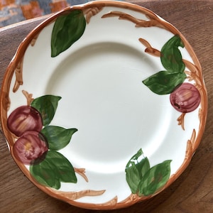 Franciscan Ware-Appleware Pattern-Salad Plate-Dessert Plate-Earthenware-Replacement-Red-Green-Apple Design-Made in USA-8 inch plate