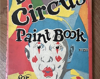 Livre de coloriage vintage-Grand livre de peinture de cirque pour la peinture et la crayonnage-The Goldsmith Publishing Company-Cleveland Ohio-Décoration de chambre d'enfants