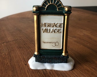 Dept 56-Heritage Village Sign-with original box-Heritage Village Collection Series-Department 56-Sign in the Snow-Sign with gold trim