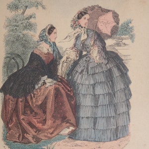 Miroir des Modes Print - Fashion Print - Hand Colored Print - Leroy Imp Paris - Framed Print - 1800s Fashion Print - Lithograph - 1940s
