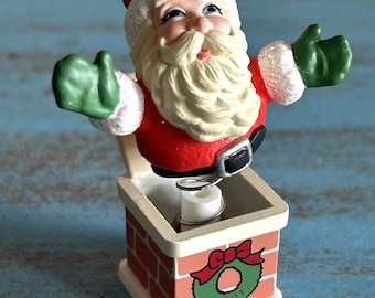 Springing Santa-Jack in the Box-Hallmark-Keepsake Ornament-Datado de 2001-Enfeite de Natal-Christmas Jack in the Box-Sweet Santa Face