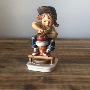 Hummel - Little Girl on Pottery Wheel - Todays Children - Goebel -  W Germany - 1978 - 1070515 - Porcelain - Collectible-Pottery Girl