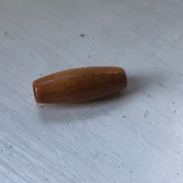 Wooden Bead - Macrame Bead - Brown - Wooden - Honey Colored Bead - Long Bead - Vintage Macrame Bead - Long Tube Bead