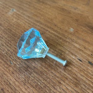 Knob - Light Blue - Decorative Pulls - Drawer Pull - Drawer Knob - Plastic Knob - Faux Glass Knob - Faux Cut Glass Knob
