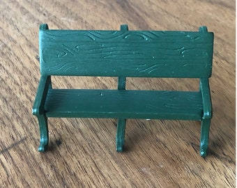 Dept 56-Bench-Green Bench-Metal Bench-1992-retired in 2000-Department 56-Miniature Bench-Dept 56 Accessory-Park Bench-Small Park Bench