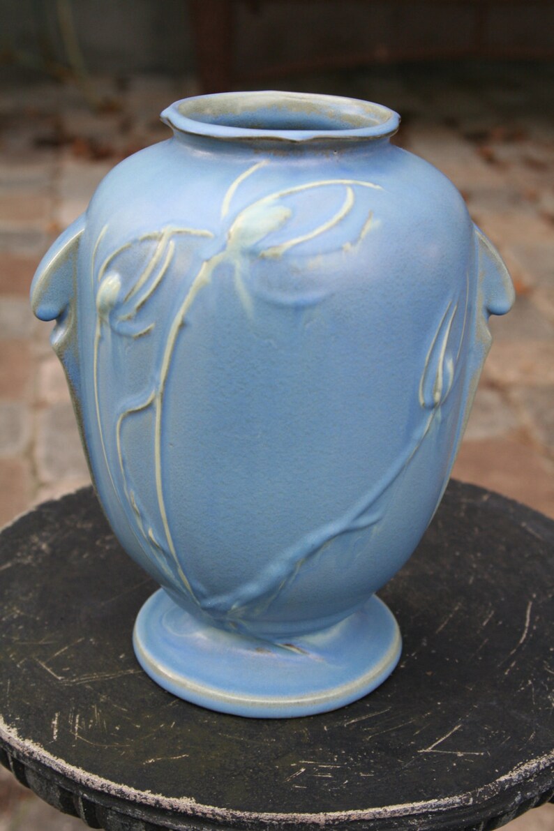 Roseville Pottery Roseville Teasel Vase 8848 Blue Etsy