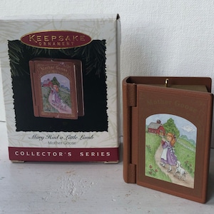 Hallmark Christmas Ornament - Mary Had a Little Lamb-Fourth in the Mother Goose Series-1996-book ornament-Mother Goose Nursery Rhymes