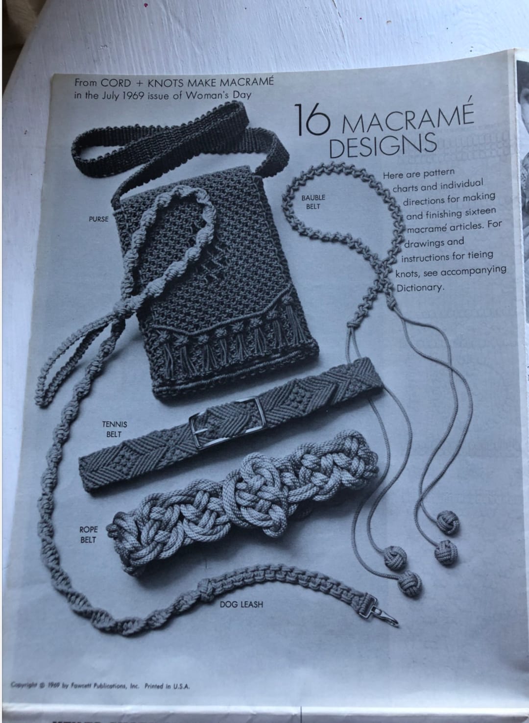 16 Macrame Designs-july 1969-womans Day Magazine-pattern Charts ...