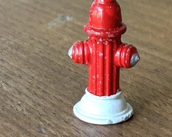 Dept 56-Village Accessory-Red Fire Hydrant-Miniature Fire Hydrant-Small Fire Hydrant-Red-Metal Fire Hydrant-White Base-Miniature