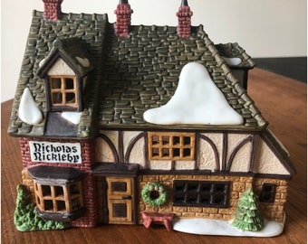 Dept 56-Dickens Village Series-Nicholas Nickleby Cottage-Heritage Village Collection-1988-Retired 1991-Department 56-Lighted Cottage