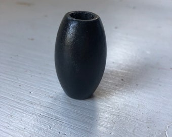 Large Wooden Bead - Macrame Bead - Black - Wooden - 1.5 Inch Wooden Macrame Bead - Black Bead - Long Bead-Tube Bead-Vintage Macrame Bead