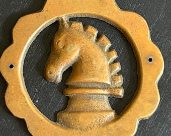 Horse Medallion-Brass-Knight Chess Piece-Horse Accessory-Collectible-Vintage Horse Medallion-Copper Color