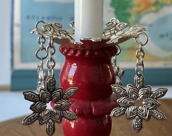 Silver Plated - Snowflake-Bobaches-Set of 2-Set of Two-Bobeches-Wax Drip Cup for Candlestick-Winter Decor-Christmas Decor-Holiday Collection