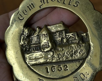 Médaillon en laiton - Tom Moores - Bermudes - 1652 - Médaillon cheval - Tom Moores Tavern - Objet de collection