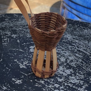 Miniature - Small Basket - Vintage Miniature Basket - Small Basket with Handle - Tall Round Basket