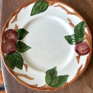 Franciscan Ware-Appleware Pattern-Salad Plate-Dessert Plate-Earthenware-Replacement-Red-Green-Apple Design-Made in USA-8 inch plate-Crazing
