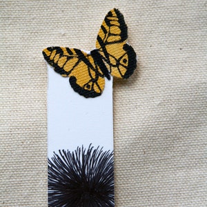 Handmade Bookmark Yellow Butterfly and Flower Silhouette - Gift for Gardener - Gift - Stocking Stuffer