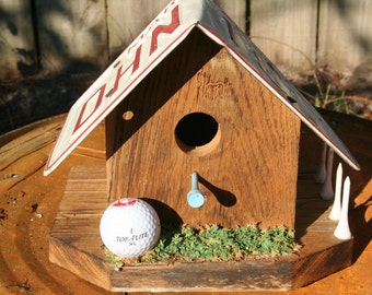 Rustic Bird House - Chestnut Birdhouse - Primitive Birdhouse - License Plate Birdhouse - Recycled Birdhouse - Fathers Day Gift