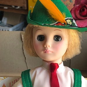 Effanbee - Hansel Doll With Box - Storybook Collection - Made in New York - 1194 - Collectible - Hansel - Boy doll - Green - Yellow Feather