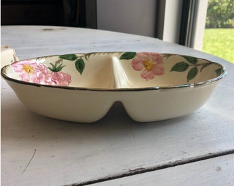 Franciscan Ware -  Desert Rose Pattern - Divided Dish - Earthenware - Replacement - Pink - Green-Vegetable Dish - Pottery -Dish with Divider