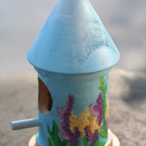Miniature Birdhouse - Garden - Flowers - Hand Painted Flower Garden - Hand Painted Birdhouse - Painted - Painted Miniature Birdhouse-Signed