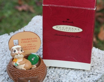 Vintage Hallmark Ornament - 1995 - Christmas Chipmunk - Hooked on Collecting - Vintage Ornament - Stocking Stuffer - Collectible