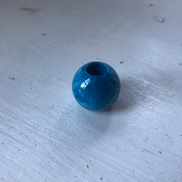 Large Plastic Bead - Round Macrame Bead-Large Macrame Bead-Multi Colored Blue-1 Inch Plastic Macrame Bead-Blue Bead-Vintage Macrame Bead