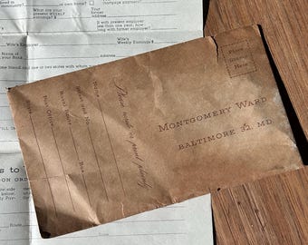 Montgomery Ward Order Form - Montgomery Ward Credit Application - Clean Form - With Envelope - Baltimore 32 MD