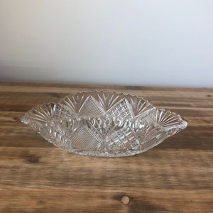 Fostoria-Candy Dish-Clear Glass-Relish Dish-Nut Dish-Sawtooth Rim-Cube Design-Glass Candy Dish-American Fostoria-Fostoria Glassware-Vintage