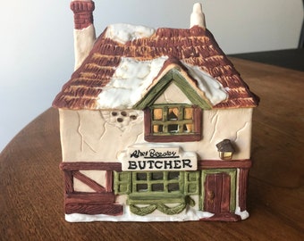 Dept 56-Dickens Village Series-Abel Beesley Butcher Shop-Heritage Village Collection-1984-Retired 1988-Department 56-Lighted Cottage