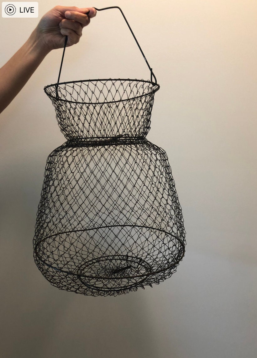 Panier De Rangement Ovale En Treillis Métallique Vintage Français