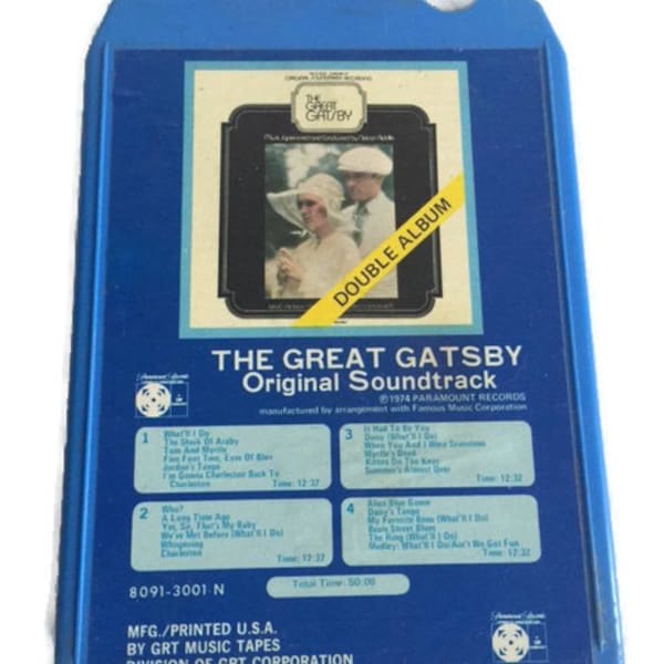 Vintage 8 track-The Great Gatsby-Original Soundtrack-1974-Paramount Records-Double Album-Five Foot Two, Eyes of Blue-Yes Sir That's My Baby