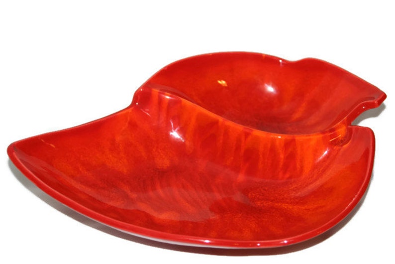 Split Dish-Pottery-Orange-Cal Style 2704 USA-Vintage Pottery-Vintage Split Dish-Cal Pottery-Retro Pottery-Cal Style Pottery-Halloween image 1