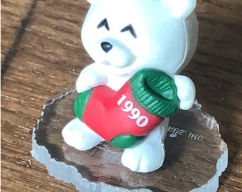 Little Bear-Fourth in Little Frosty Friends Collection-Hallmark-Keepsake Ornament-1990-Miniature Ornament-Christmas Ornament-Polar Bear