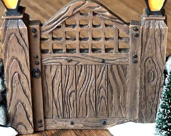 Dept 56-Accessory-Village Accessories-Fieldstone Entry Gate-with original box-1998-Department 56-Surrounded by Two Small Trees and Stone