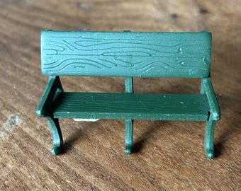 Dept 56-Bench-Green Bench-Metal Bench-1992-retired in 2000-Department 56-Miniature Bench-Dept 56 Accessory-Park Bench-Bent Leg
