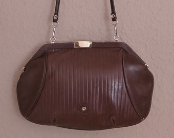 Vintage leather bag Brown Gold Shoulerbag Crown