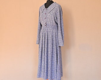 robe vintage par TRUWORTHS Millefleur Col long bleu