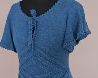 Vintage Kleid 60er 70er jahre Blau Top Gr. M