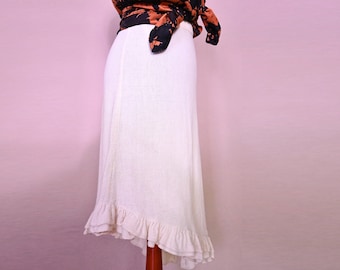 Asymmetric Skirt with Ruffles ** Linen