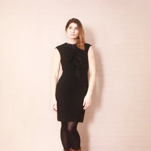 Vintage Kleid schwarz 50er 60er Rüschen Spitze eng