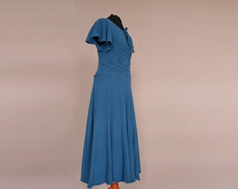 Vintage Kleid 60er 70er jahre Blau Top Gr. M